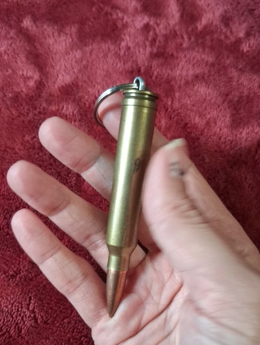 Brass Bullet Keychain with Silver Ring